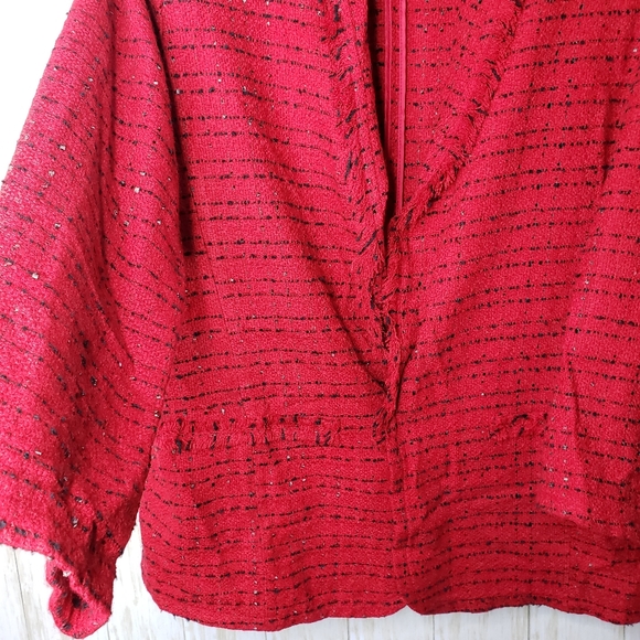 Worthington Womens Blazer Open Front Tweed Red & Black Plus Size XXL Jacket - Picture 7 of 16